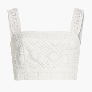 Milly Diamond Crochet Crop Top in White